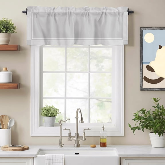 Curtain Valance for Windows, Gray Color Block Kitchen Valances Rod Pocket Short Curtains, Minimalist Style Window Valance for Bedroom Bathroom Living room 54x18in