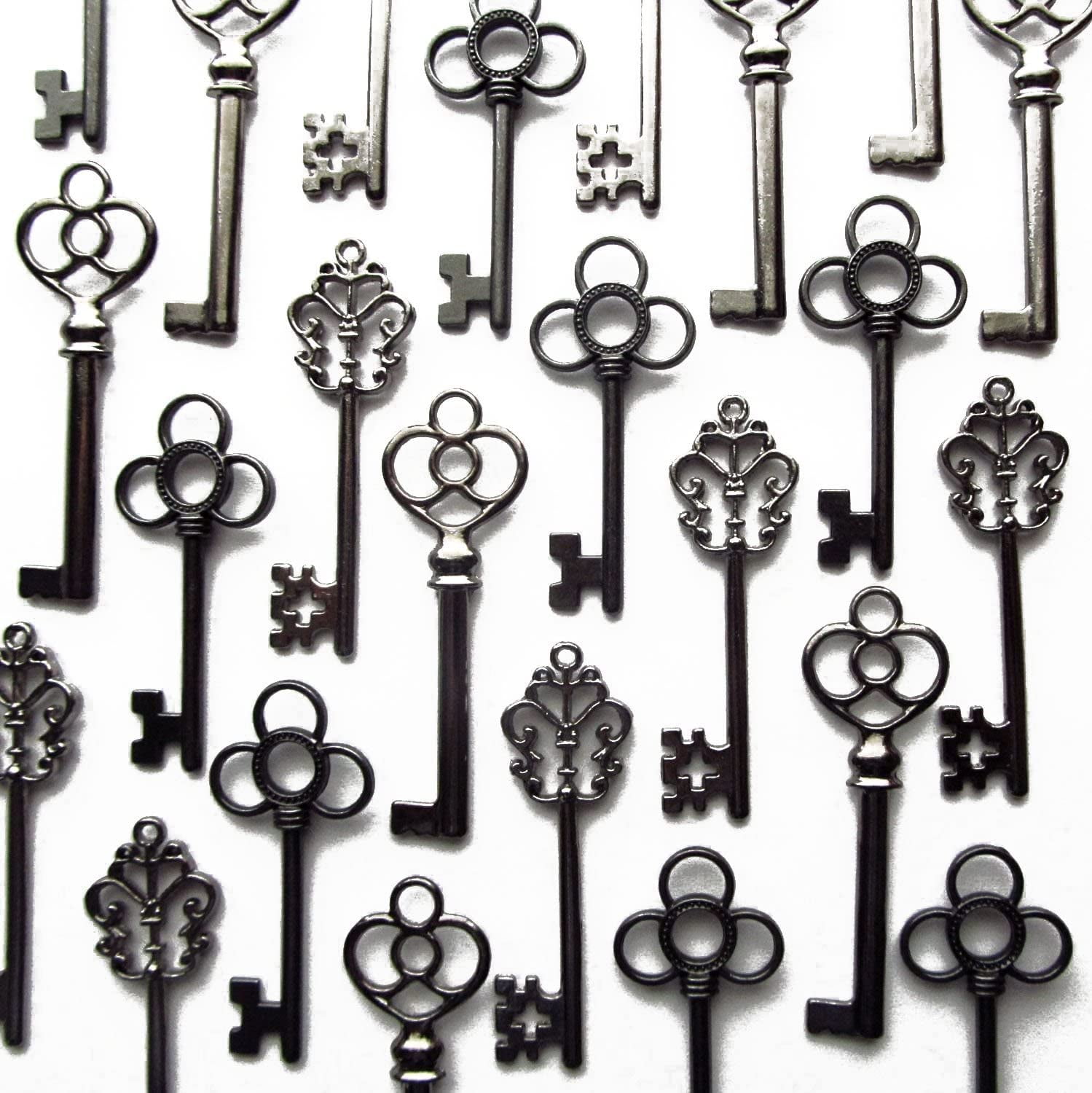 Lot of 30 Skeleton Keys Wall Decor Large Set Antique Vintage Home Jewelry Silver 