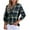 #0431-Blue, variant on Women's V Neck Plaid Long Sleeve Shirts Flannel Button Down Blouses Lightweight Casual Loose Fit Fall Outfits