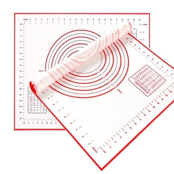Non-Stick Silicone Baking Mat - Extra Thick Pastry Mat with Measurements Perfect for for Pizza, Cake, Fondant, Cookies and Bread Making (19.7'x27.6'inch (XL))…