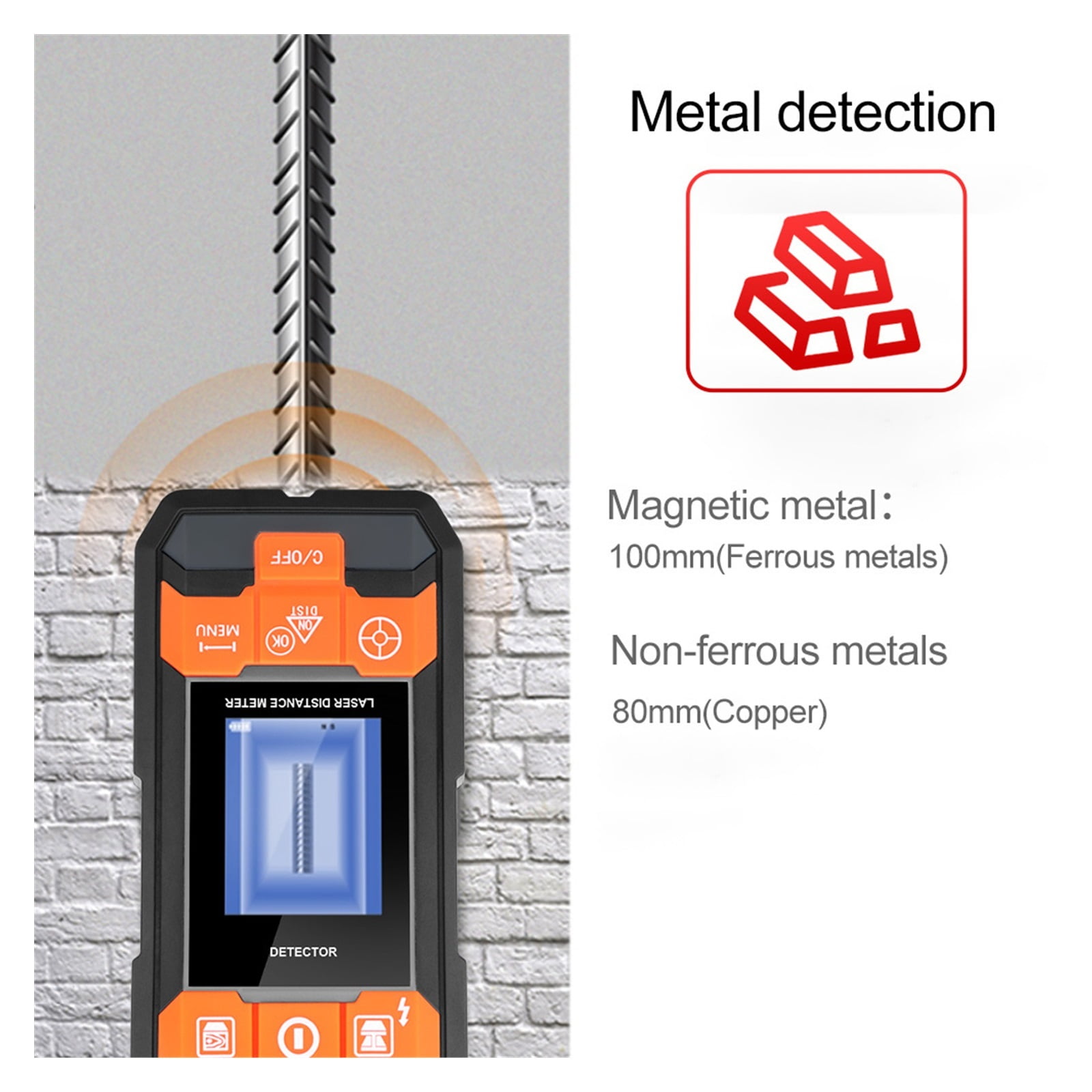 Digital Distance Meter Stud Finder AC Wire Tracker Wall Scanner Wood Moisture Meter Rangefinder Tape Metal Detector ,Accurate and Quick - 210DR