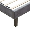 thumbnail image 6 of Queen Size Velvet Upholstered Platform Bed Frame with Button Tufted Headboard, Wooden Slats with Wings Design, No Box Spring Needed, Easy Assembly, 6 of 7