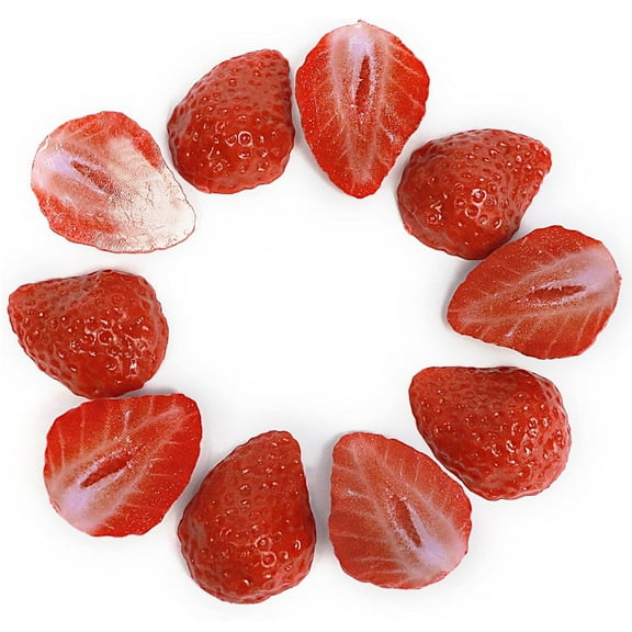 Artificial Strawberry Slices, for Store, Home, Party, Scene Decoration, Models, Fake Fruit, Photography Props (10 Half-Strawberries)