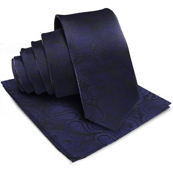 Vittorio Farina Solid Satin Paisley Necktie & Pocket Square