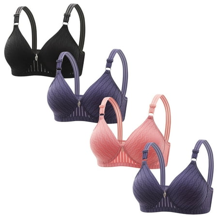 Clearance TOUMENY Tshirt Bras for Women Nude Bra 4PC Woman s Embroidered Glossy Comfortable Breathable Bra Underwear No Rims