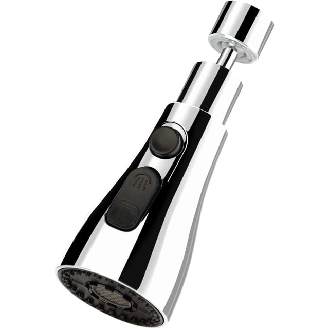 Aireador de grifo, grifo de cocina con aireador giratorio de 360 °, filtro de ahorro de agua de 3 modos, ahorrador de agua M22 M24 para grifo, plateado, 14,6*5,3 cm TUNC Sencillez