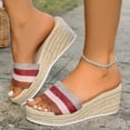 thumbnail image 2 of Dakaela Platform Sandals for Women Summer Dressy Slip on Wedge Slides Espadrille Open Toe Knit Summer Beach Dress Mule Heels Shoes Size 6-10 Colorful, 2 of 8