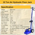 thumbnail image 2 of Ktaxon 22 Ton Air Hydraulic Floor Jack, Heavy-Duty Truck Lift, 44000lbs Capacity, Blue, 2 of 9