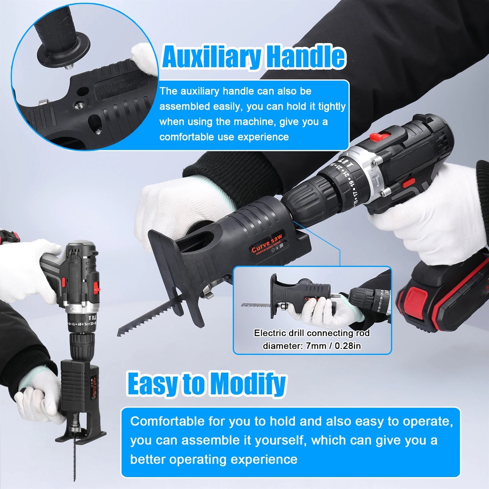 Electric Drill Modified To Electric Saws Accessory Modification Tool Electric Reciprocating Saws Drill to Jig Saws with Sawblade ,High Strength Body