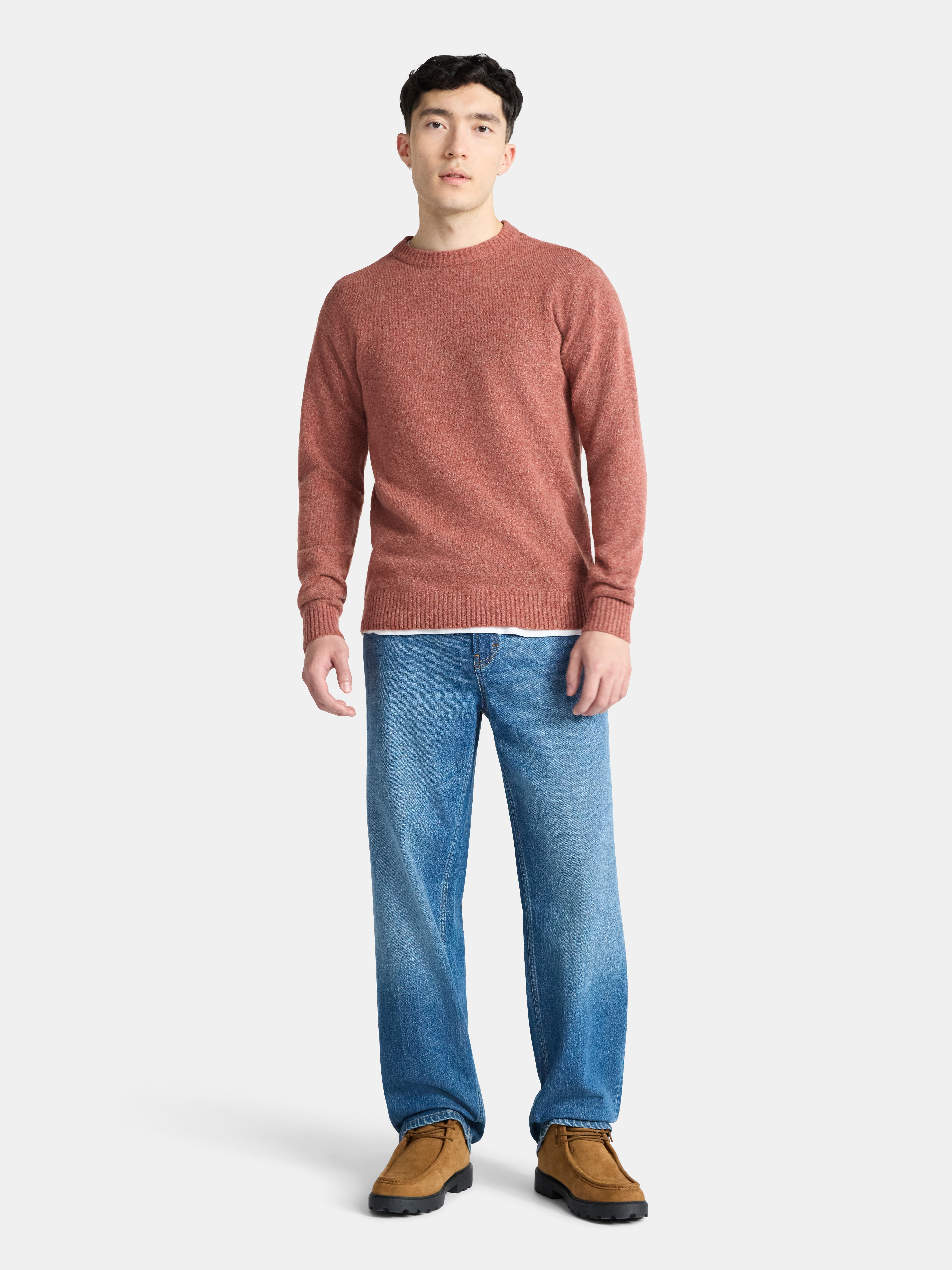 No Boundaries Crewneck Sweater with Long Sleeves, Men's