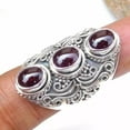 thumbnail image 4 of Red Garnet Ring, 925 Sterling Silver Ring, Three Stone Ring, Gemstone Ring, Dainty Ring, Designer Ring, Minimalist Ring, Personalized Gift*, 4 of 7