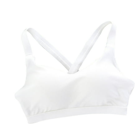 ATOYSOY Ribbed Tank Tops Sports Bra Everyday Bra Cross Back Yoga Activewear Bralette Underwear Push Up Comfort Bra Teens Workout Clearance Breathable Wireless Tank Tops White XL