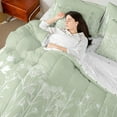thumbnail image 4 of Manfei Flower Floral Bedding Comforter Set for Girls, Spring Garden Queen Bedding Sets, Green White Queen Sheet Sets, Super Cozy Room Decor Reversible 7 Pieces, 4 of 8