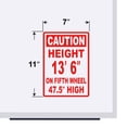 thumbnail image 3 of Caution Height 13'6" On Fifth Wheel 47.5" High Vinyl Decal Sticker - High Trailer Sign Truck Safety Decal for Dry Van and Reefer Trailers Caution Clearance Height Sign (7" x 11", Red), 3 of 8