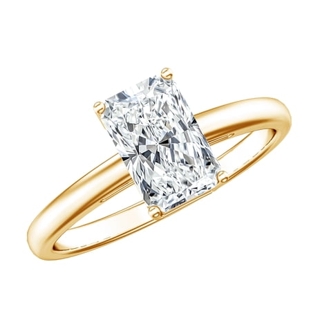 Rosec Jewels IGI Certified 2 Carat Radiant Cut Diamond Ring Engagement - Diamond Solitaire Ring - E-VS1 Quality 18K Yellow Gold US 4.00