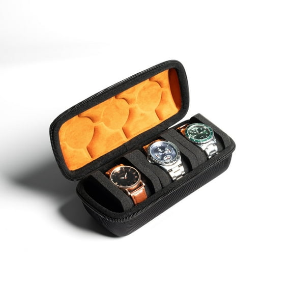 RIGICASE Compact Lightweight Shock-proof Watch Roll Holder, 3 Slot Travel Storage Organizer, Hardshell Case