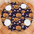 thumbnail image 2 of Fitted Halloween Round Tablecloth with Elastic Edge - 52 Inch Spooky Table Cover for Dining Kitchen Party, Washable, 2 of 6