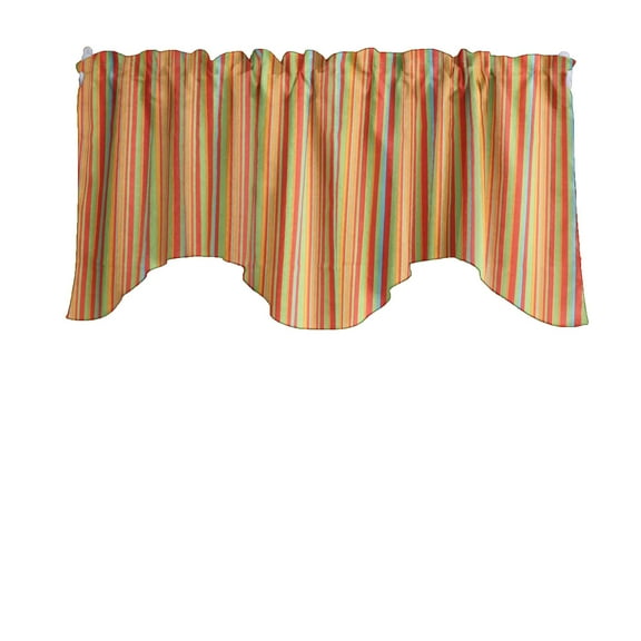 Scalloped Valance Cotton Multi Stripes Print 58" Wide / 20" Tall