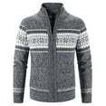 thumbnail image 2 of Lu's Chic Men's Long Sleeve Cardigan Sweaters Christmas Winter Thermal Cable Knit Thick Fleece Lined Slim Fit Zipper Sweater Comfy Business Casual Jackets & Coats Pocket Dark Grey 44, 2 of 3