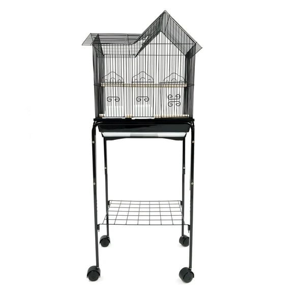 Jaula para pájaros YML 41x30x51 cm negra con soporte
