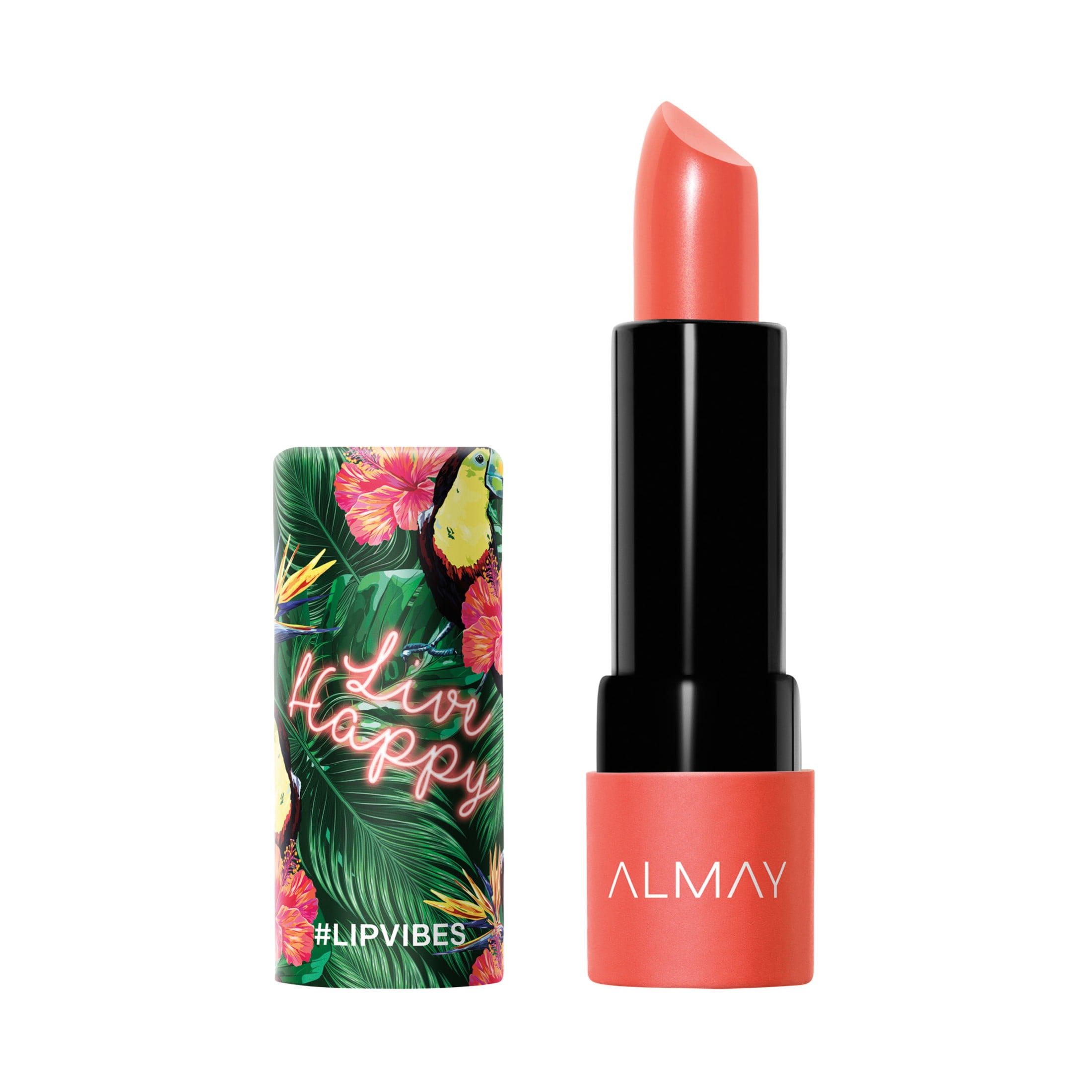 (2 pack) Almay Lip Vibes Hypoallergenic Cream Lipstick with Shea Butter, Live Happy, 0.14 oz