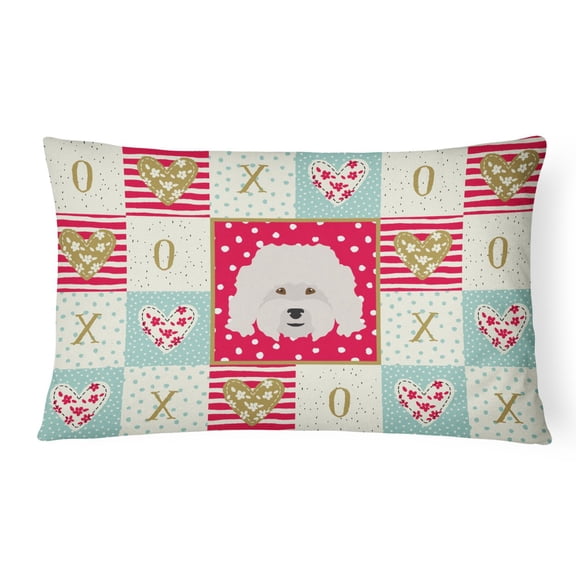 Carolines Treasures CK5186PW1216 Bolognese Love Canvas Fabric Decorative Pillow, Red, 12H x16W, multicolor