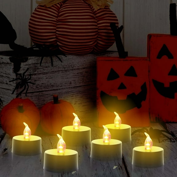 JLFNYA Halloween Candles Clearance,6pcs Tea Lights,Realistic Tea Lights Candles,Flickering Bright Tealights,Battery Operated Candles for halloween party,Theme Party, Wedding Table Decor,Holiday Decor