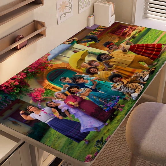 Encanto-themed extra-large Non-Slip Base leather Desk Table mat—versatile for computer desks, dining tables, and more.12"x24"(30X60cm）