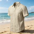 thumbnail image 6 of Avirosel Men's Cotton Short Sleeve Hawaiian Shirt Casual Loose Button Down Summer Beach Shirts with Pocket Khaki, 6 of 6