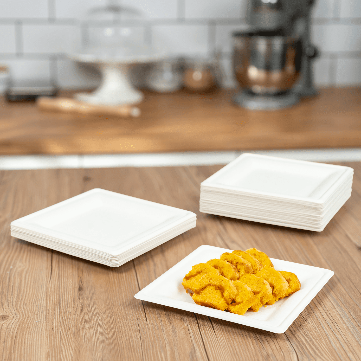 Karat Earth 8”x 8” Paper Square Plate, Molded Fiber, White - 500 pcs