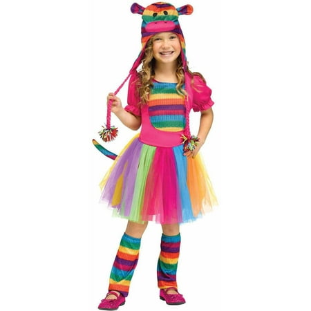 Rainbow Sock Monkey Girls Toddler Cute Toy Halloween