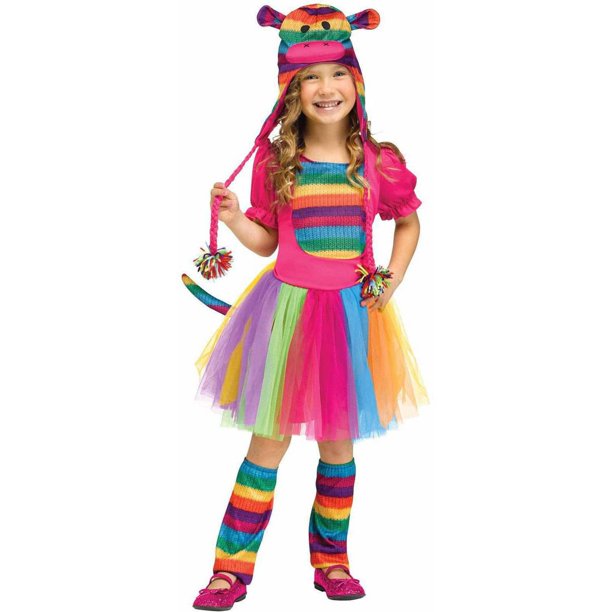 Rainbow Sock Monkey Girls Toddler Cute Toy Halloween Costume Walmart