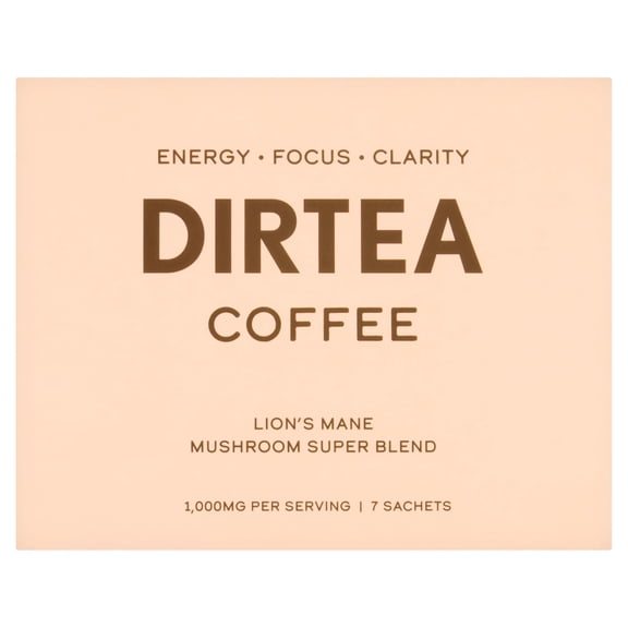 DIRTEA Coffee Mushroom Super blend 7 Sachets 17.5g, Imported from Britain