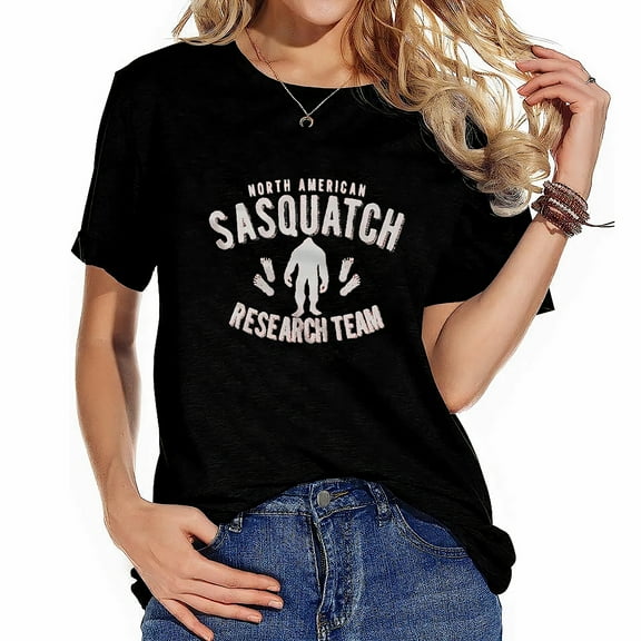 North American Sasquatch Research Team Funny Women Short Sleeve Graphic T-Shirt for Women - Comfortable and Fashionable!