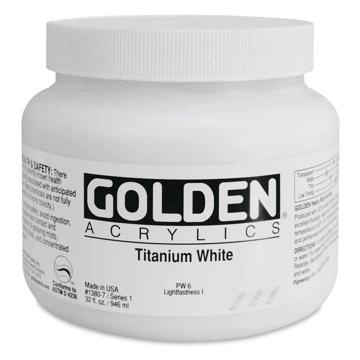 Golden® Heavy Body Acrylic, 32 oz., Titanium White