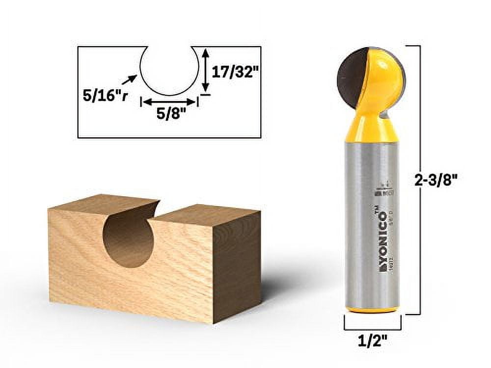 YONICO Groove Ball End Router Bit Set 4 Bit 1/2-Inch Shank Bit Set - 1/2" Shank
