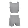 thumbnail image 6 of Arlun Women's 2 Piece Outfits Sleeveless Square Neck Crop Top High Welt Bodycon Shorts Set Y2k Solid Color Stretchy Slim Fitted Summer Matching Sets for Yoga Fitness Wear Grey XXL, 6 of 6
