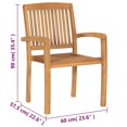 thumbnail image 4 of vidaXL Stacking Garden Chairs with Cushions 4 pcs Solid Teak Wood, 4 of 5