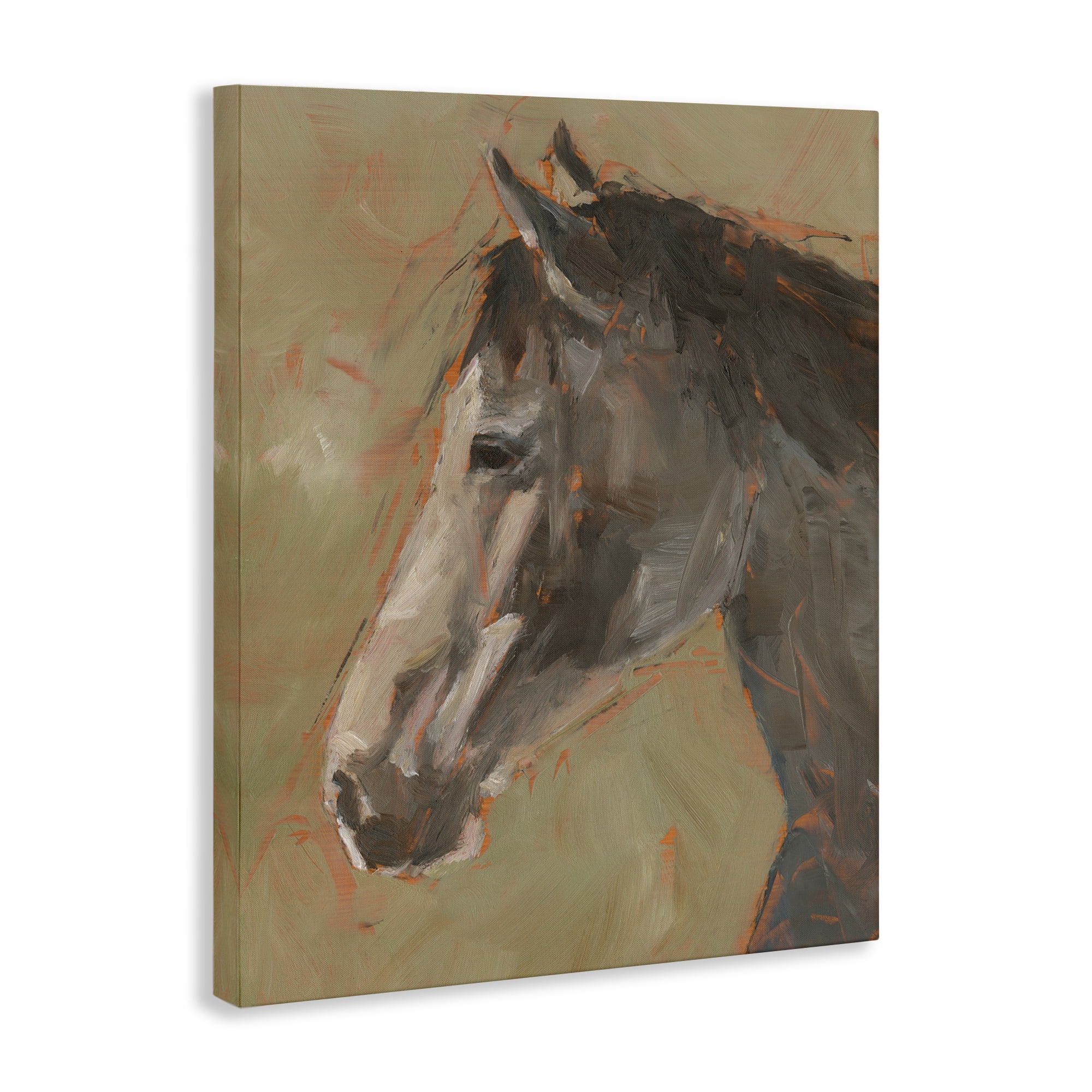 Stupell Industries Neutral Brown Horse Animals Painting Wrapped Canvas Art Print Wall Art, 16 x 20