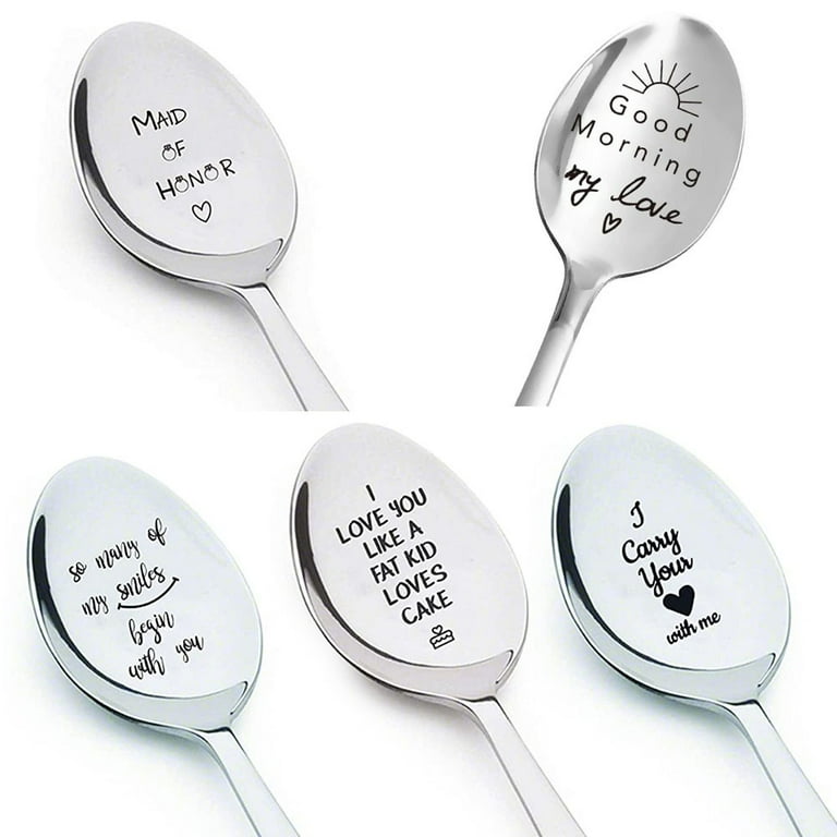 Custom Engraved Coffee Or Ice Cream Spoon - Personalized Stainless Steel With Ceramic Handle, Unique Gift For Any Occasion