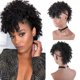 thumbnail image 1 of Aisaide High Puff Afro Ponytail cordón corto rizado extensión de cola de caballo Mohawk rizado moño de pelo sintético con flequillo Wrap Updo Clip en extensiones de cabello con seis clips y dos peines, 1 of 1