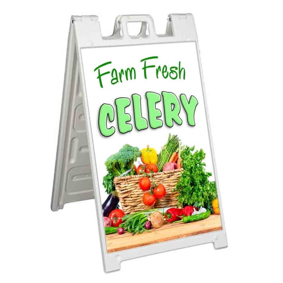Farm Fresh Celery (24" X 36") Standard A-Frame Signicade, Includes Decal Applied To Stand