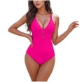 thumbnail image 1 of Traje de baño de una pieza para mujer, conjuntos de bikini para mujer, bikinis de moda de color liso con espalda cruzada ajustable, trajes de baño de nailon para mujer, 1 of 3