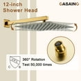 thumbnail image 6 of CASAINC Luxury Thermostatic 2-Spray Patterns 12 in. Flush Wall Mount Rainfall Dual Shower Heads with 6-Jets in Brushed Gold, 6 of 10