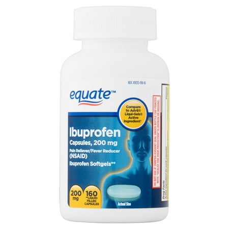 equate Ibuprofène 200 mg Gélules anti-douleur / fièvre Réducteur - 160 Ct