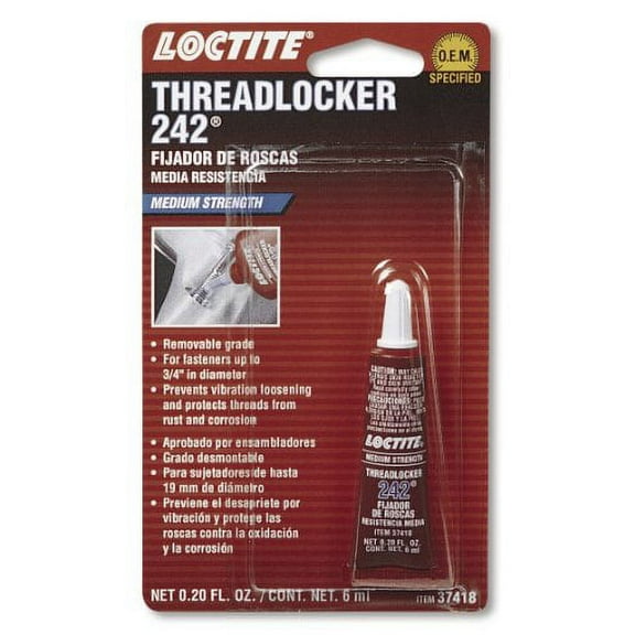 Loctite 37418 242 Blue Medium Strength Threadlocker Tube, 6-milliliter