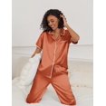 thumbnail image 2 of EKOUAER Silk Pajamas for Women Set Satin Two Piece Pjs Sets Ric Rac Trim Contrast Loungewear, 2 of 6