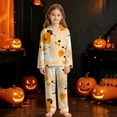 thumbnail image 2 of XAOFW Halloween Girls Pajamas Sets Long Sleeve Lapel Cartoon Print Shirts And Pants Two Piece Sleepwear Loungewear Sets Stylish Nightwear 7-8 Years, 2 of 4