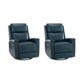 thumbnail image 4 of 14 Karat Home Genuine Leather Swivel Rocker Recliner Set of 2, Manual Glider Recliner Chair, Modern Home Theater Lounge Sofa Armchair for Living Room Bedroom Green, 4 of 10