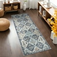 thumbnail image 2 of MeyJey 2'x6' Vintage Hallway Runner Rug, Oriental Non Slip Runner Rug Machine Washable Area Rug for Living Room Bedroom Carpet, Blue/Navy/Beige, 2 of 16